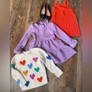 Hanna Andersson Purple Dress and Heart Sweater Set